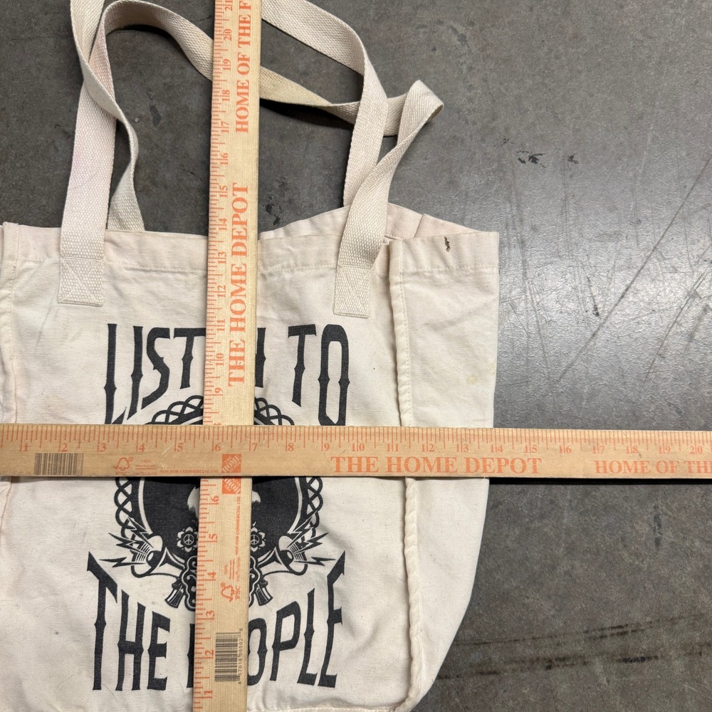 Listen To‎ The People Graphic Canvas Tote Bag Cream Cotton Reusable Shopper - Picture 3 of 3